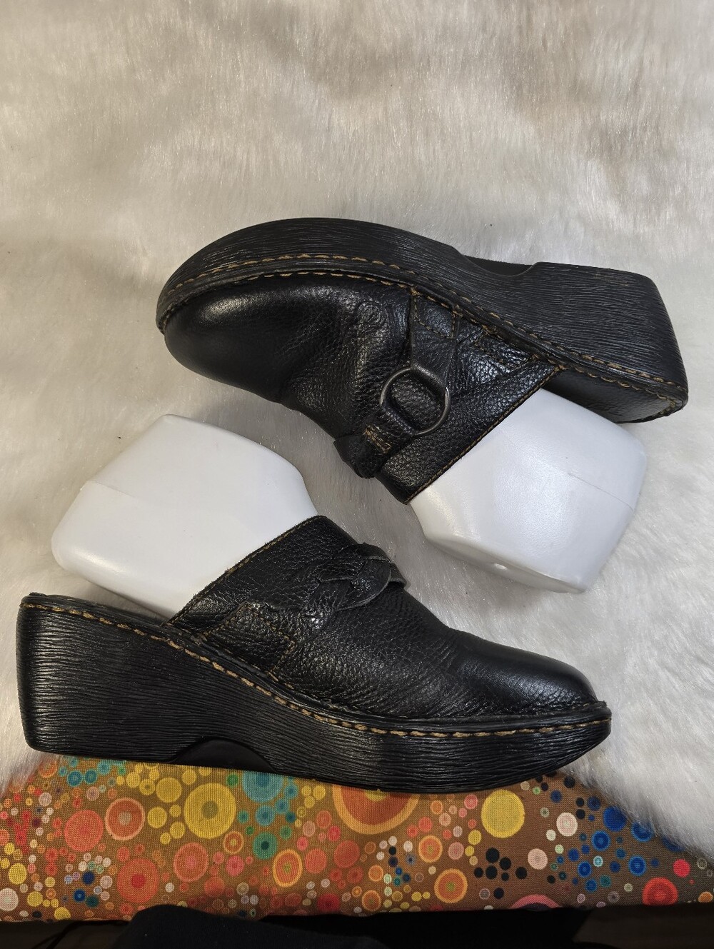 Born b.o.c. Peggy Clog Black Leather Comfort Clog Mules - Women